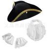 Festa George Washington Presidente Manga com Renda Triângulo Chapéu Conjunto Não Tecido Triângulo Chapéu de Pirata