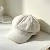 Sombrero Octagonal Nuevo de Otoño e Invierno Color Sólido Versátil Sombrero de Pintor Hace que la Cara se Vea Más Pequeña Simple Sensación de Alta Gama Cálido para Usar Sombrero de Pico de Pato