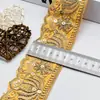 5,5CM Novo Renda com Lantejoulas Bordada com Fio Dourado Estilo Étnico Roupa Dai Acessórios para Gola e Punho DIY