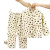 Conjunto de pijama para niños, forrado de polar y engrosado, franela para niños, ropa de casa cálida para niñas, conjunto de cárdigan, ropa para bebés y niños