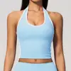Novo Estilo Regata de Yoga com Decote Halter e Acabamento em Cor Contrastante, Top de Yoga Justo, Sutiã Esportivo para Fitness ao Ar Livre 4506