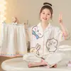 Pijamas para Niñas, Traje de Tres Piezas de Pantalones Cortos y Pantalones Cortos Finos de Seda de Hielo de Verano para Niños, Linda Princesa, Niña Súper Linda
