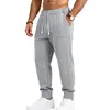 Calça comprida jacquard de malha lisa para outono e inverno, estilo esportivo e casual, corte reto e solto, para homens, em estoque.