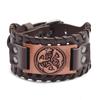 Promoção quente Temu Pulseira Viking de couro larga nórdica pulseira masculina com cabeça de lobo celta pulseira de couro transfronteiriça punk