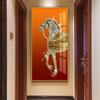 Entrada Simples Moderna Pintura Decorativa Cavalo para o Sucesso Corredor Corredor Entrada Murais Luz Estilo Luxo Diamante-incrustado Cristal Porcelana Pintura Suspensa