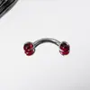 Tachuelas para Cejas de 6 Colores con Tres Puntas y Perlas de Vidrio, Tachuelas para Dedo con Barra Curva y Diente Interno, Tachuelas para Labios, Acero Inoxidable de 1.2 mm de Grosor, Joyería para Piercings, Transfronterizo