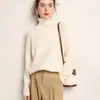 Suéter casual de cachemira de cuello alto para mujer con mangas raglán, 100% cachemira pura, grueso, jersey, tejido de punto holgado