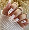 24 peças de nail art branca com vinho tinto amor Dia dos Namorados unhas postiças vermelhas com coração para meninas pequenas atacado