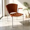 Sillas de Comedor Transfronterizas, Muebles de Restaurante de Moda, Taburetes de Panel de Metal de Hierro Estilo Vintage, Sillas Simples con Funda Suave