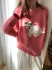 Cachorro encantador ~ suéter de punto suelto con jacquard de lazo infantil para mujer, suéter dulce que reduce la edad