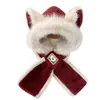 Gorro de Peluche Lindo Nuevo 2026 para Mujer con Orejas de Zorro, Combinación de Sombrero y Bufanda Versátil y a la Moda para Otoño e Invierno