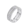 Anillo S925 de Venta Caliente Estilo Europeo y Americano Transfronterizo con Diseño de Cadena de Moissanita de Dos Filas Anillo Cerrado Joyería para Mujeres
