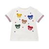 Roupa Infantil Verão Novo Estilo Desenho Animado Cinco Ursos e Cinco Coelhos Letra Bordada Camiseta de Manga Curta Tops para Meninos e Meninas