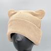 Gorro de Pana con Orejas de Gato para Otoño e Invierno para Mujer, Lindo Gorro sin Visera, Gorro de Pana Engrosado y Cálido para Proteger las Orejas, Dulce