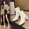 Botas Martin cálidas de estilo británico con tacón grueso, forradas de felpa, para mujer, nueva colección otoño/invierno 2026, punta cuadrada, elegantes, versátiles y estilizadas