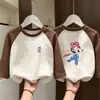 Camiseta Base de Cuello Redondo para Niñas 2026 Nuevo Estilo Ropa Interior para Niños Medianos y Mayores Polar de Doble Cara Otoño/Invierno Camiseta con Parches Manga Larga