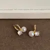 Ear Cuff Redondo de Zircônio Pérola Simples Francês Feminino High-End Para o Trabalho Temperamento Moda Tendência Versátil Brincos Joias para Orelha