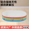 Rascador redondo ovalado duradero para gatos hecho de cartón blanco engrosado, papel corrugado, juguete universal todo en uno para gatos, rascador para gatos, cama para gatos