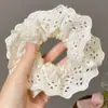 Encaje Francés Anillo para el Cabello de Intestino Grueso para Mujer Sentido de Alta Gama Tamaño Grande Flor para el Cabello Dulce Cuerda para el Cabello Combinable Cuerda para el Cabello