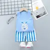 Ropa Infantil 2024 Verano Nuevo Traje Chaleco Infantil Algodón Puro Comercio Exterior Bebé Sin Mangas Shorts Estilo Coreano Ropa para Niños