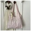 Bolso de Lona Nuevo de Lunares para Verano, Bolso de Hombro de Gran Capacidad, Bolso Lindo con Decoración de Flores para Llevar en la Mano o Debajo del Brazo