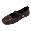 Zapatos sencillos de estilo francés para mujer, venta al por mayor, nuevos zapatos Mary Jane planos marrones de primavera y otoño, zapatos de mujer con punta cuadrada, zapatos de hada estilo Chanel