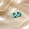 Pingente gota d'água azul Paraíba para mulheres, anel de planeta flutuante cravejado de diamantes, luxo leve, brincos de diamante verde requintados de nicho