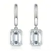 Pendientes de Plata de Ley S925 con Moissanita Cuadrada para Mujer, Accesorios Versátiles de Aro, Pendientes Cuadrados Geométricos Estilo Europeo y Americano