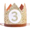 Sombrero de Fiesta Digital con Purpurina Dorada Accesorios para Fotos de Cumpleaños Infantil Tocado para Bebé Sombrero Estilo Ins Corona