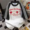 Camiseta Divertida com Estampa de Desenho Color-Blocking e Três Listras de Manga Curta para Mulheres, Estilo Casual Preguiçoso de Verão, Top para Casal, Ins