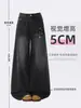 Jeans Bordados Retro Negros Desgastados para Mujer Otoño Nuevo Pierna Ancha Holgados Adelgazantes Pantalones Largos hasta el Suelo Trendy de Instagram