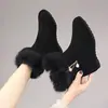 Botas de nieve para mujer con forro de pelo de conejo, suela gruesa, colección otoño/invierno 2026, con diseño interior que aumenta la altura, botines, acolchadas para abrigar, versátiles y cómodas