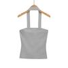 Top de tubo de punto con cuello halter para mujer, Chica caliente pura y lustrosa, Top ajustado con espalda bonita, Tirante sin mangas para usar solo o con otras prendas
