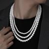 Collar de Cruz de Acero Titanio Perla de Lujo Accesible Nicho para Hombre Estilo Europeo y Americano de Moda High Street Ins Hip-Hop Cadena Clavícula para Hombre y Mujer