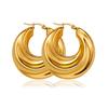 Pendientes personalizados de color oro 18K que conservan el color galvanizado, nuevos para comercio exterior, atmósfera europea y americana, pendientes de acero inoxidable con textura espiral multicapa