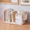 Suporte de mesa simples para livros para estudantes, estante de armazenamento de livros para dormitório com porta-canetas, estante de armazenamento de arquivos para escritório