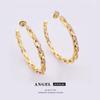 Aretes de Cobre al Mayoreo Aguja de Plata 925 Aretes Retro Anillo Francés en Forma de C Nicho Femenino Exagerado Aretes de Lujo Accesible Moda
