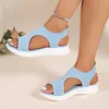 Sandalias de Verano de Punto Abierto con Suela Gruesa para Mujer, Talla Grande, Comercio Exterior, Suela Suave, Transpirables, Versátiles, Zapatos Casuales Deportivos para Playa