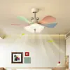 Lámpara de ventilador de techo para restaurante estilo vintage, estilo crema francés, lámpara de ventilador integrada silenciosa de espectro completo que protege los ojos para habitación infantil colorida