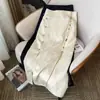 Nova Saia Meia-Saia Hanfu de Cetim Jacquard Botonada Estilo Chinês para Mulheres, Versátil Retro Estilo Nacional Fenda Saia Evasê Primavera/Verão 2026