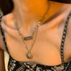 Collar de acero de titanio de doble capa con estilo frío y retrato para mujer, diseño de nicho de hip hop, cadena de clavícula con sentido 2021, nuevo