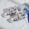 Zapatos de Lona de Caña Alta con Graffiti de Anime para Mujer 2021 Nuevos Zapatos de Plataforma de Otoño e Invierno Combinan con Todo Zapatos de Algodón Forrados de Felpa ins de Moda