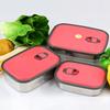 Recipiente hermético de acero inoxidable con tapa, lonchera sellada para refrigerador, caja para guardar fruta, juego de recipiente hermético a prueba de fugas, juego de tres piezas