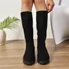 Botas largas de gamuza, nueva colección otoño/invierno 2026, cómodas y versátiles, de tacón bajo transfronterizas, talla grande, botas retro de caña alta