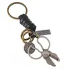 Llavero Creativo Retro Tijeras Colgante Tejido de Metal y Cuero Regalo para Pareja Llavero de Coche Adorno Personalizado