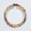 [Esmalte de Playa Poco Profundo] Pulsera de Cristal Súper Siete Negro Dorado Natural para Mujer La Más Fácil de Combinar Pulsera de Cristal Amarillo Torre Blanca Venta al por Mayor
