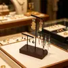 Soporte de Exhibición de Joyería de Madera para Pendientes, Aretes y Aros, Juego de Tres Piezas Estante de Almacenamiento con Base de Madera de Arte de Hierro, Venta al por Mayor de Accesorios