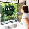 Pingente de Vitral Crisgif - Coruja Verde Pegador de Porta Jardim Pátio Divertido Pássaro Pegador de Sol