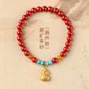 Fidelidade Minério Bruto Areia Imperial Alto Conteúdo Cinábrio Vermelho Ano do Boi Conta Buda Pulseira de Mão Ouro Sha Yuan Bao Cabana Joia Pulseira para Mulheres