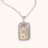 Moda Clásica Versátil Transfronteriza Europea y Americana Colgante Acero Inoxidable Chapado en 18K Goteo de Aceite Diamante Completo Constelación Cuadrado Colorido Collar